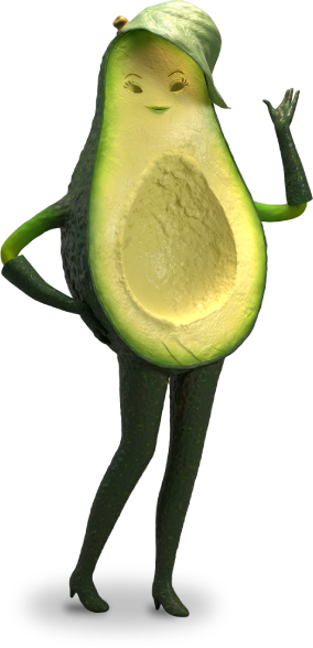 Wholly avocado character waving.