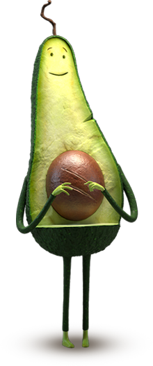 Wholly avocado character named Noah.