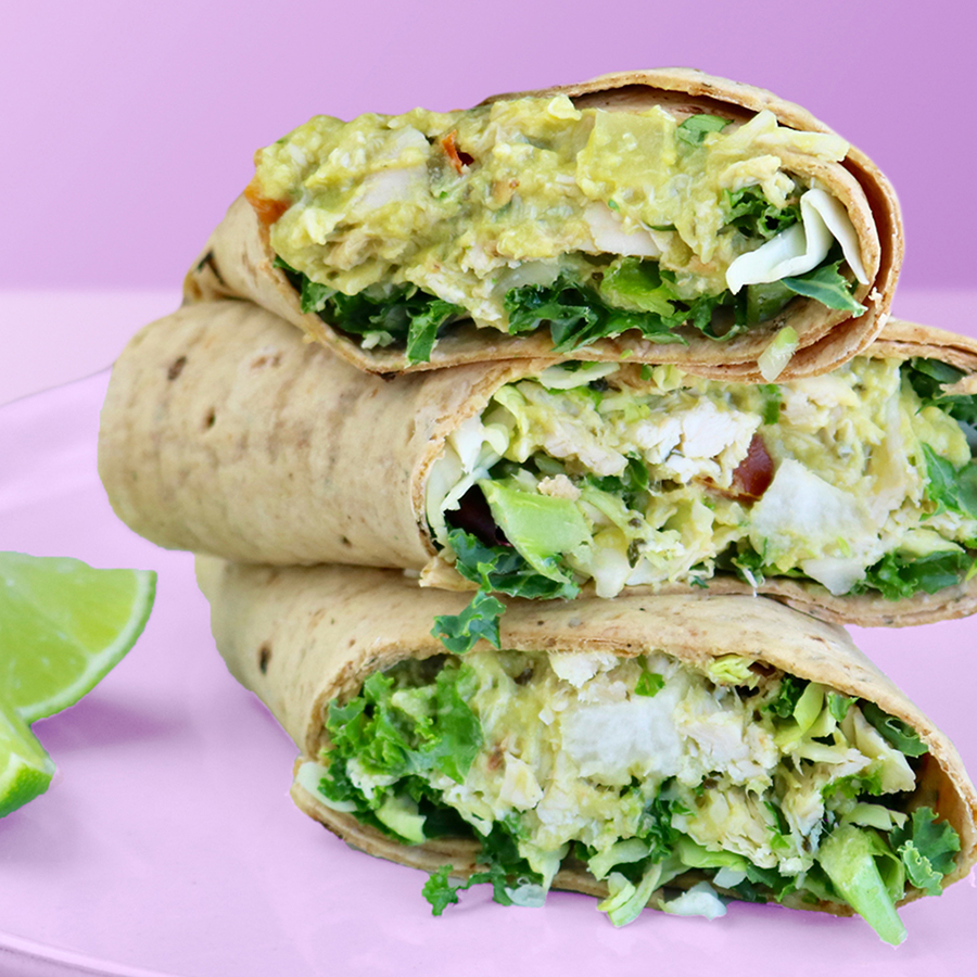 Chunky Guacamole Chicken Wraps