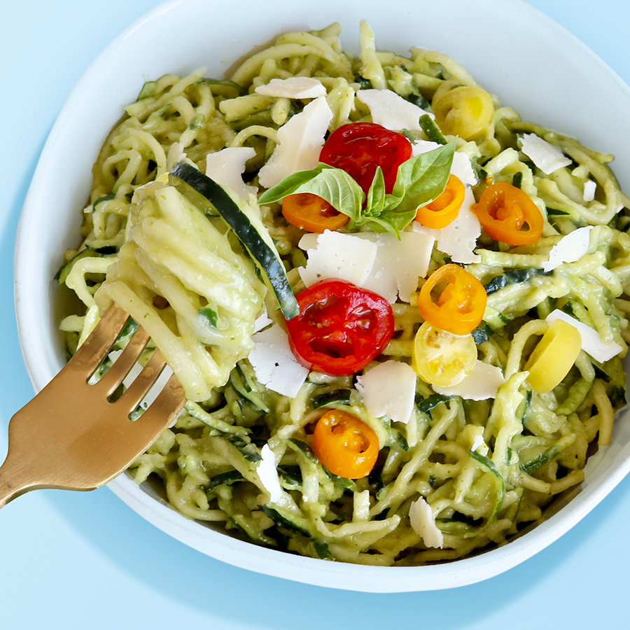 Italian Lemon Zucchini with Avocado Pesto