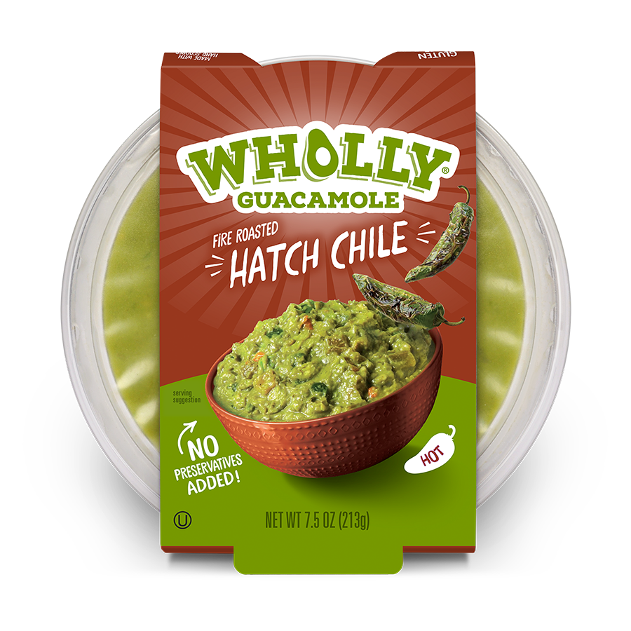 Wholly guacamole fire roasted hatch chile 7.5 oz bowl.