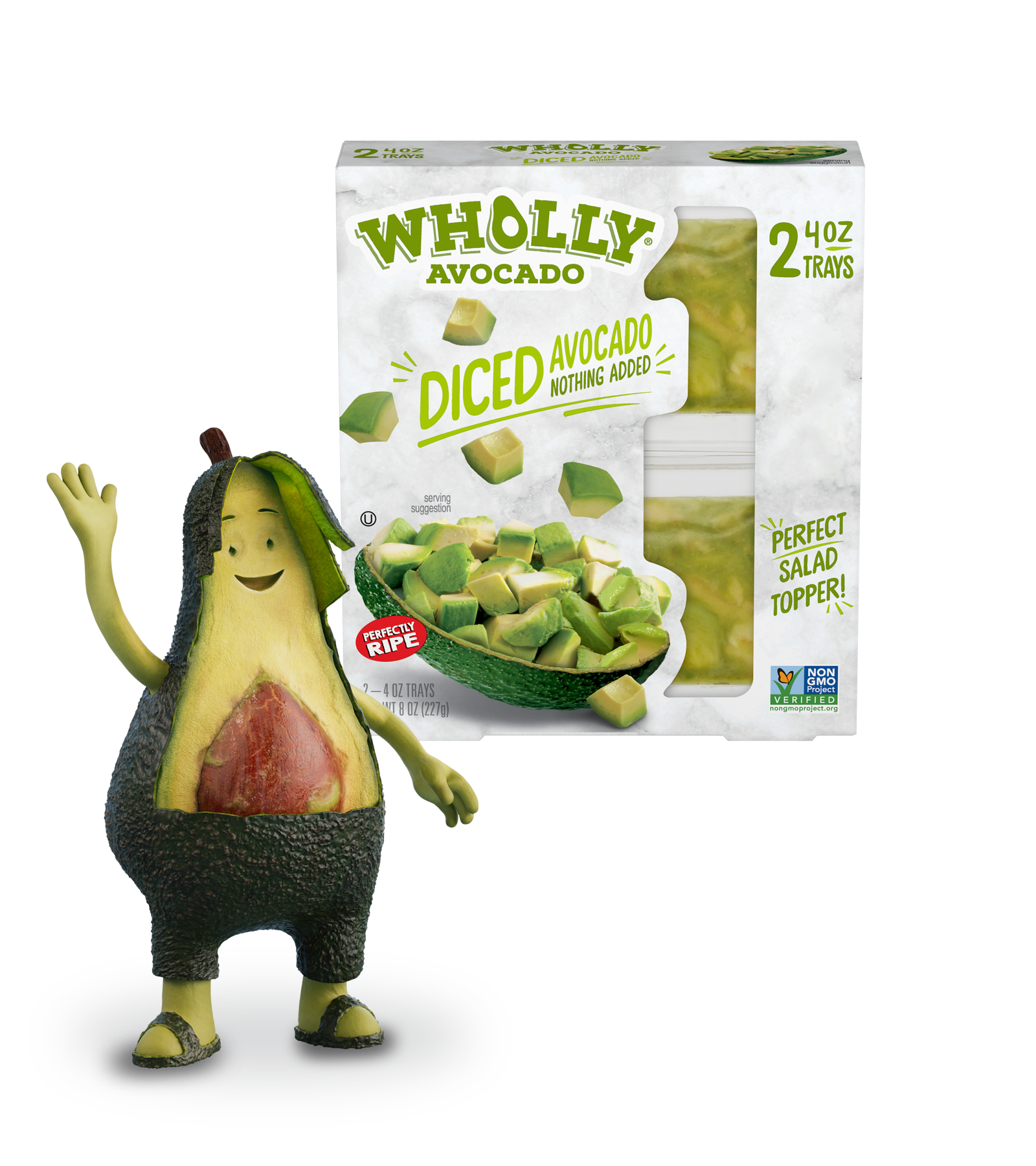 Wholly diced avocado trays.