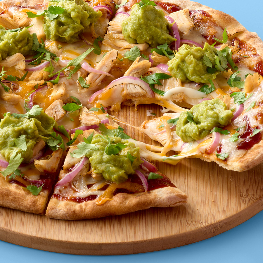 BBQ Chicken and Guacamole Pizza